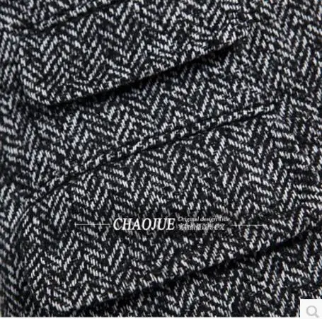 S 6XL! Пальто с подкладкой из шерсти и хлопка в елочку Мужская весенне осенняя