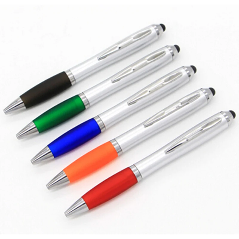 20 pcslot ballpoint pen creative stylus pen touch pen 2 in 1 writing school office mobile phone universal touch screen pen free global shipping