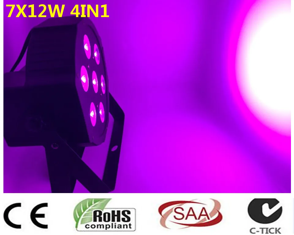 CREE RGBW 4в1 7x12 Вт led par DMX сценические огни бизнес Led плоский Par высокомощный свет с