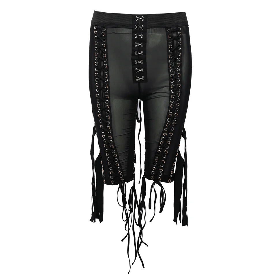 black shorts Cardi B наряд на шнуровке блейзер с открытой спиной 2 шт брюки набор кисточкой ушко Украшенные пряжкой V образным вырезом Верхняя одежда сексуальные сетчатые брюки - Цвет: black shorts
