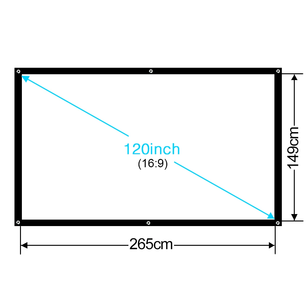 BYINTEK 120 дюймов 150 дюймов матовый белый ПВХ Мягкий Складной HD 1080P домашний кинотеатр проекционный проектор видео экран 16:9 с отверстиями