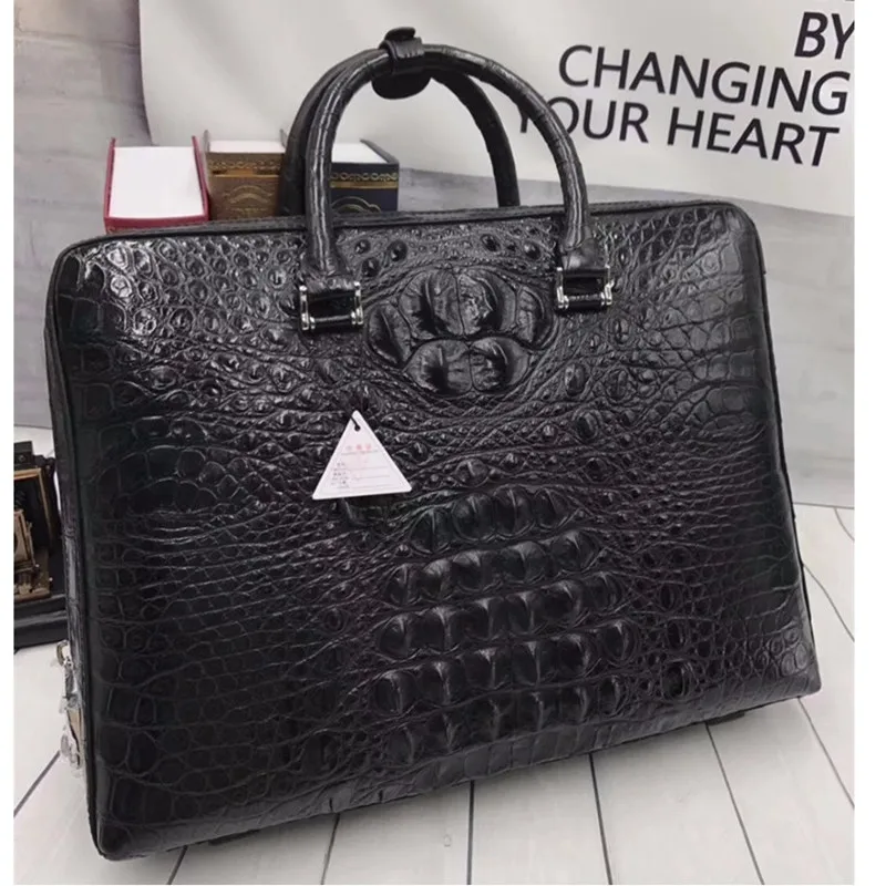 Мужской портфель из натуральной кожи аллигатора большой крокодила|case briefcase|briefcase