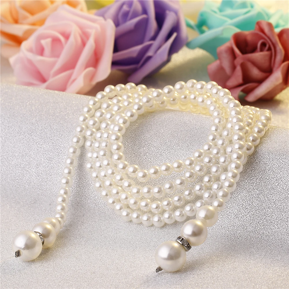 2 шт./компл. длинное женское ожерелье с имитацией жемчуга многослойная цепочка