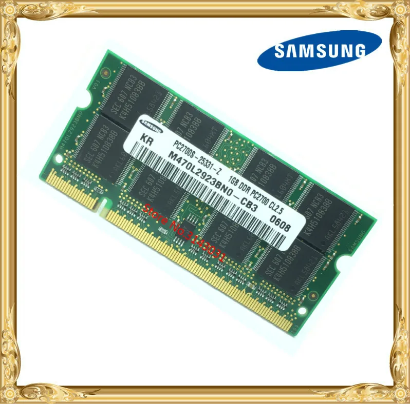 Фото Samsung Тетрадь оперативной памяти DDR 1 ГБ 333 МГц PC2700 SODIMM ноутбук Оперативная память