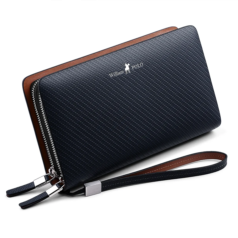 Мужская кожаная сумка на двойной молнии кошелек деловой мужской большой для карт