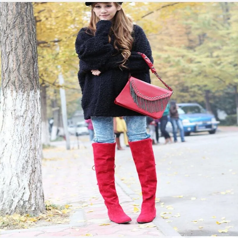 Популярные Замшевые женские сапоги в европейском и американском стиле зимние на