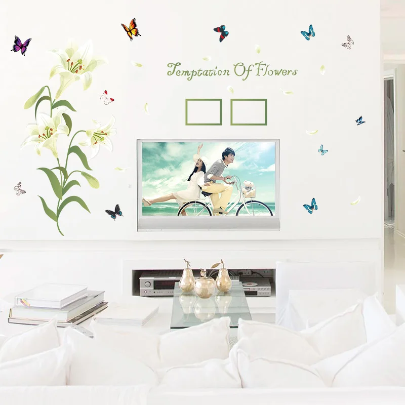 Лилия Цветок фоторамка Съемная гостиная спальня фон Декор фрески самоклеющиеся