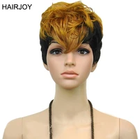 hairjoy women 2 tones heat resistant synthetic hair double color short curly party cosplay wig 3 colors free shipping