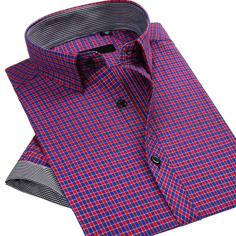 Новый Летний 2016 Мужская С Коротким Рукавом Плед Рубашки Марка Одежды Дизайн Мода