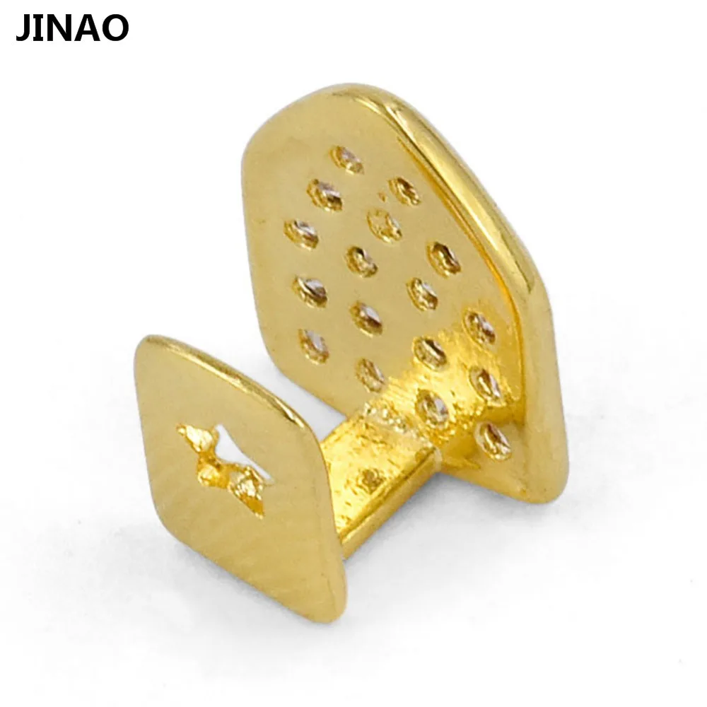 JINAO хип-хоп Позолоченные одиночные крышки решетки Micro Pave CZ Кубического циркония золотые верхние зубы решетки Bling зуб гриль