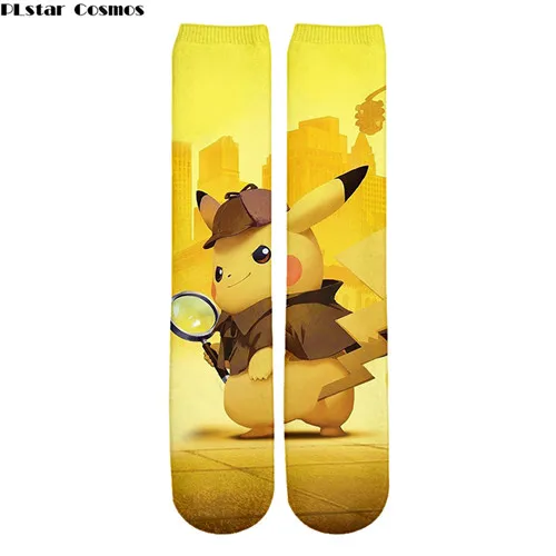 Аниме Покемон "Человек-паук" Detective Pikachu Повседневное носки полностью 3D печатных Для мужчин/Для женщин/подростков футболка с забавным мультипликационным принтом «нескользящих носочков Kawaii лягушка шланг