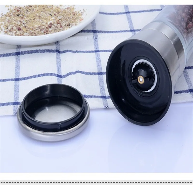 Salt and pepper grinder ceramic Glass jar Grinder black Kitchen Seasoning Storage bottle Дом и сад