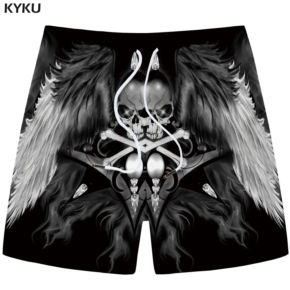 Mens Shorts 10 KYKU шорты с черепом, мужские повседневные шорты, пляжные механические джоггеры, серые мужские шорты-карго с 3d принтом, летние модные мужские шорты - Цвет: Mens Shorts 10