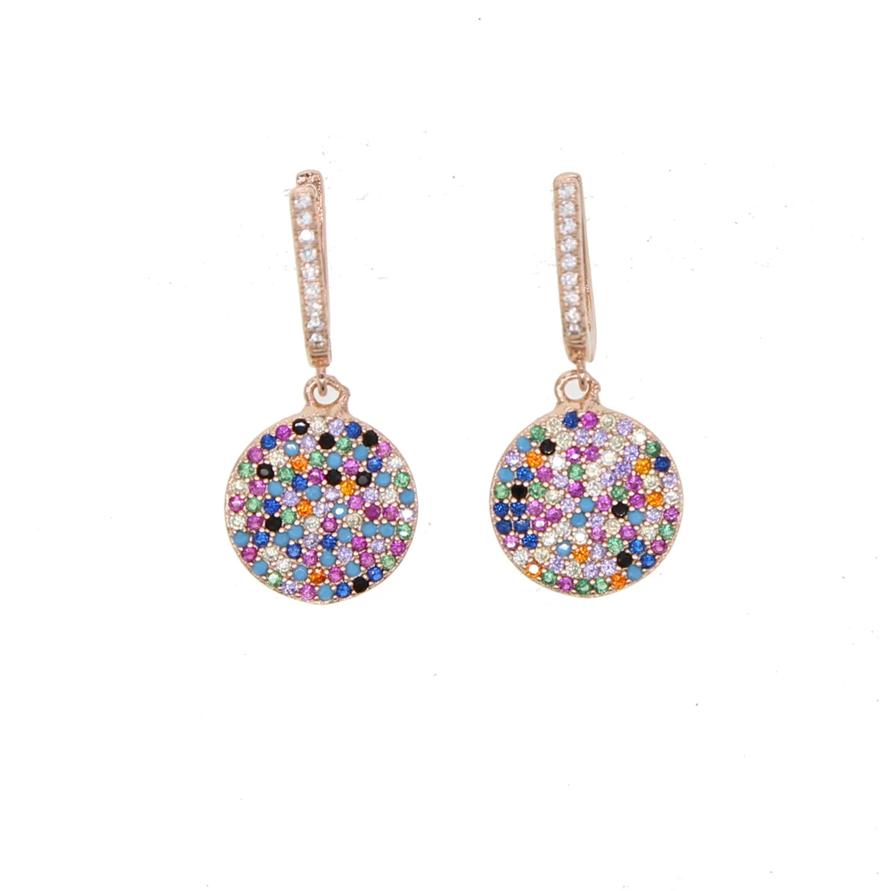 Серьги Подвески bling Rainbow Стразы для женщин модные геометрические круглые