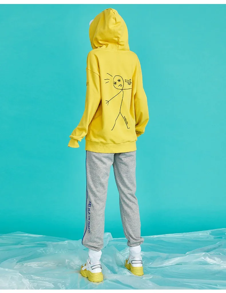 Toyouth New Autumn Lazy Cartoon Printing Women Sweatshirts Loose Hooded Long Sleeve Pullovers Korean Stylish Female Tops Hoodies