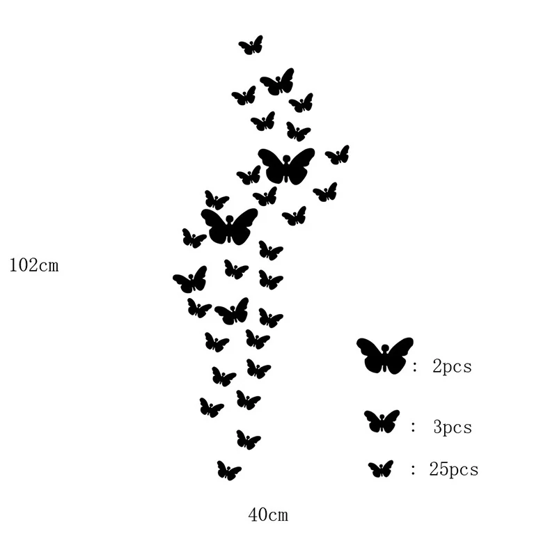 Распродажа 30 шт./компл. зеркальная настенная 3D наклейка в виде бабочки наклейки