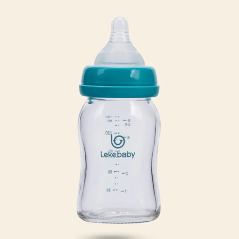 Lekebaby, 2 в 1, Детская стеклянная бутылка хранение грудного молока, бутылочка для кормления, силиконовая соска для кормления, для младенцев, для кормления, без падения, BPA - Цвет: white