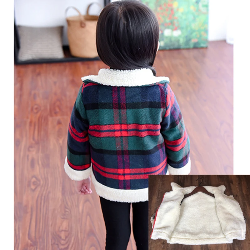 Girl Woolen Coats Lambswool Jacket 2018 Autumn and Winter Outerwear New Fashion Korean Diagonal Zipper | Детская одежда и обувь