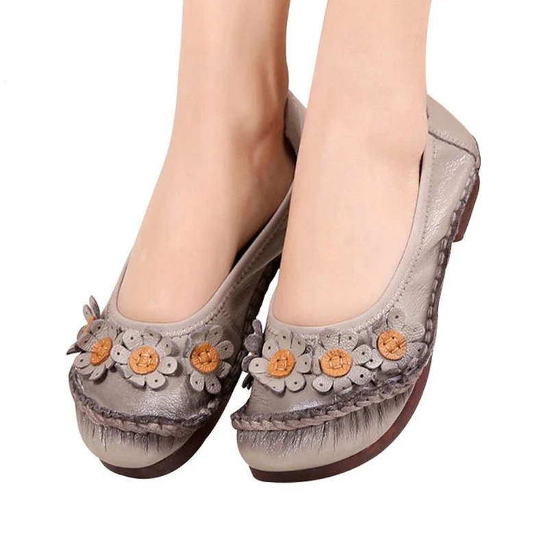 

TIMETANG Women Flats 2018 Fashion Flower Women Shoes Woman Handmade Casual Shoes Genuine Leather Soft Flat Shoes Moccasins