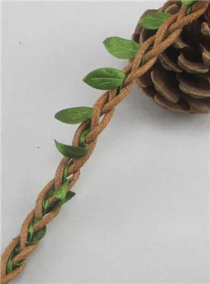 Brown Lucia crafts ширина 1 см DIY воск шнур с листьями упаковочный материал домашняя декоративная веревка 2 ярдов/партия W0805 - Цвет: Brown