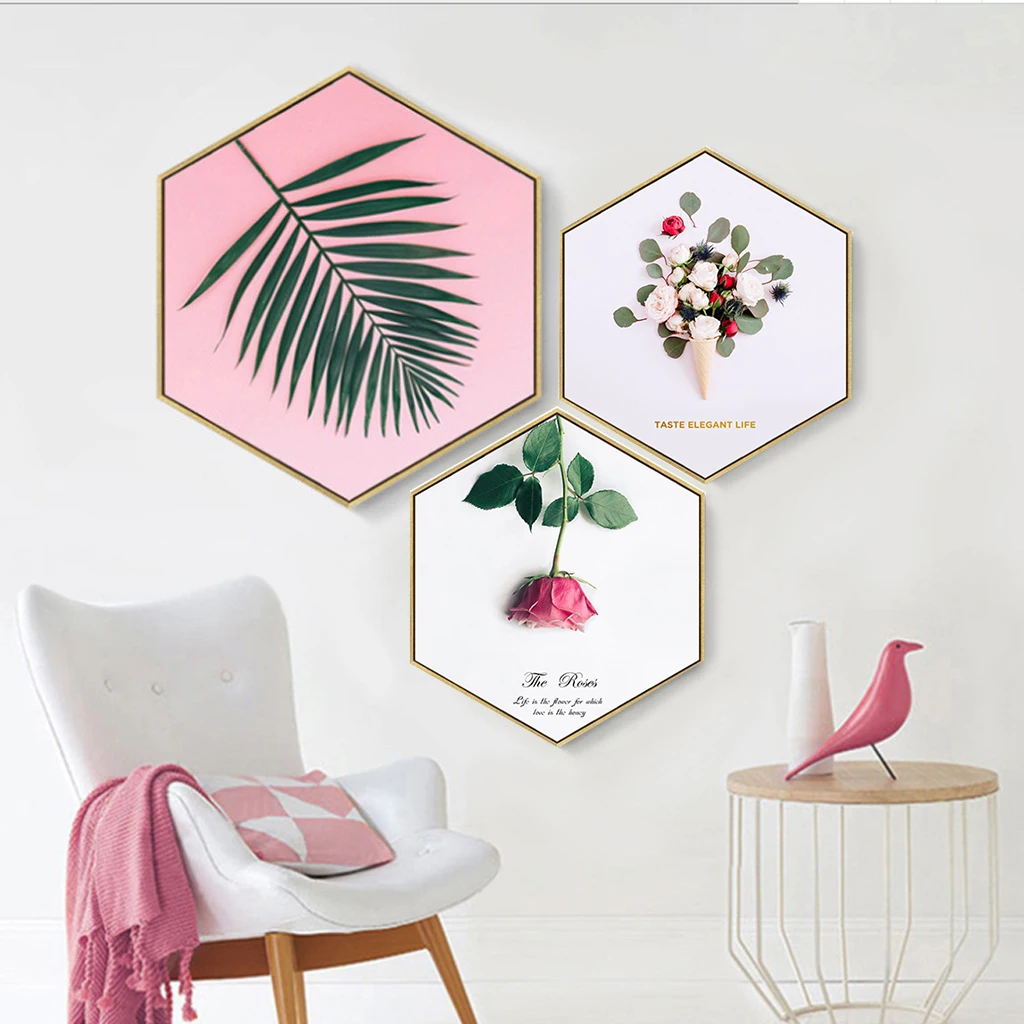 Новая Современная Картина на холсте с зелеными растениями и розовыми цветами