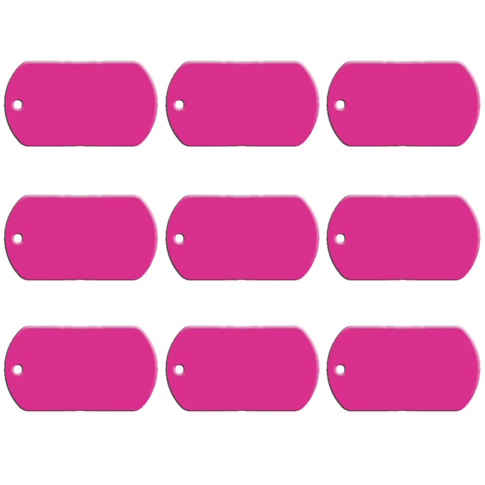 Hot Pink 20 шт./лот, алюминиевая Военная идентификационная бирка для домашних животных, на заказ, с гравировкой имени телефона, № бирки, подвеска, персонализированный ошейник для собак, кошек, щенков, аксессуары - Цвет: Hot Pink
