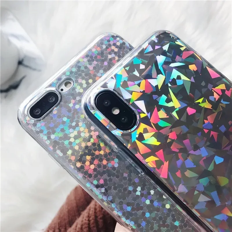 Роскошный Радужный блестящий чехол для телефона iPhone 5 5S SE 6S 7 8 Plus X Cool Laser Colorful Shining