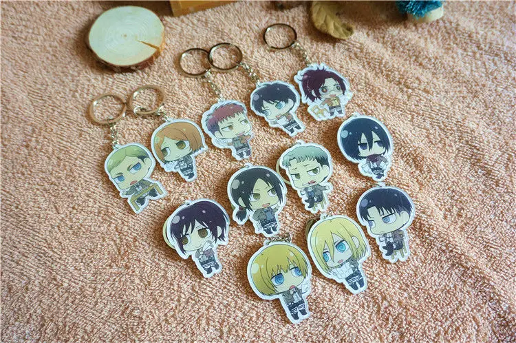 12 шт./компл. для косплея по аниме атака на Титанов (2 брелок Shingeki no Kyojin Эрен Mikasa Armin