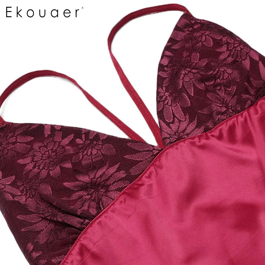 Ekouaer женское сексуальное ночное платье одежда для сна повседневное кружевное