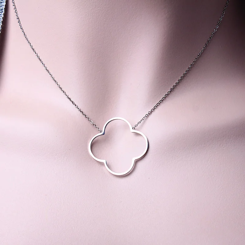 clover silver SHE WEIER ожерелье из нержавеющей стали с цепочкой лучшие друзья ожерелье с кулоном в форме сердца для женщин чокер ожерелье без ожерелья ювелирные изделия серебро золото - Окраска металла: clover silver