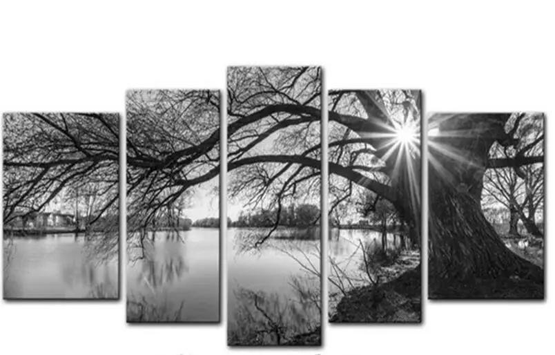 Настенный плакат с рисунком черно белого дерева 5 шт.|poster black and white|painting calligraphycanvas
