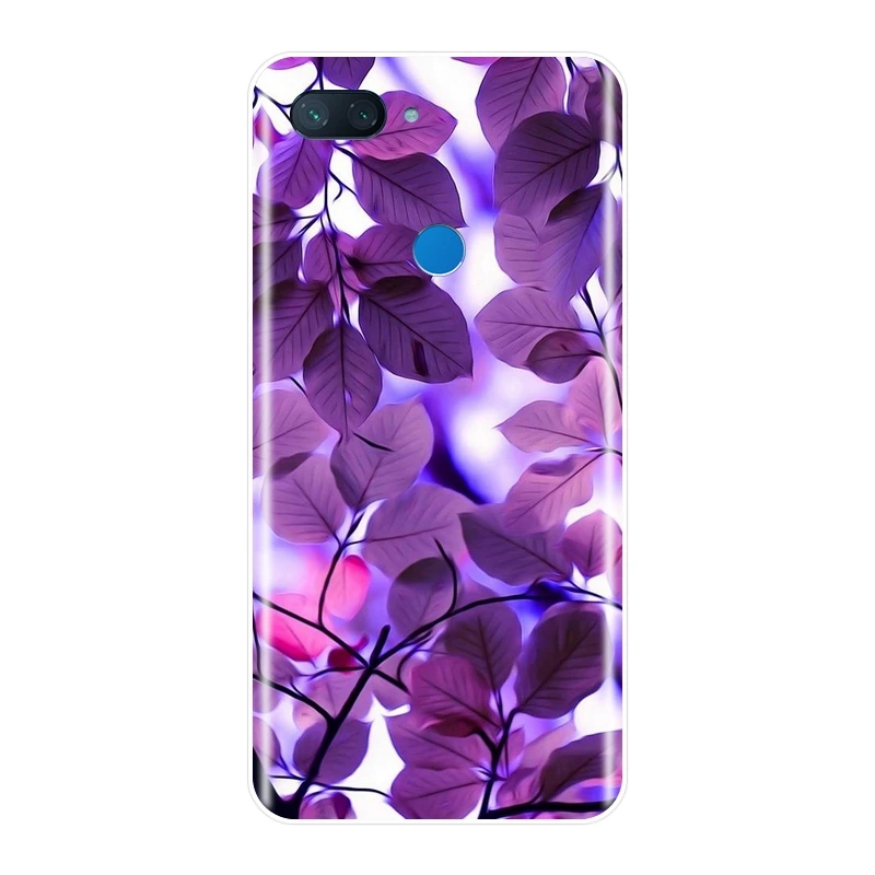 Чехол накладка с фиолетовыми цветами и звездами для Xiaomi Mi 5 5C 5S 5X 6 6X Plus мягкий