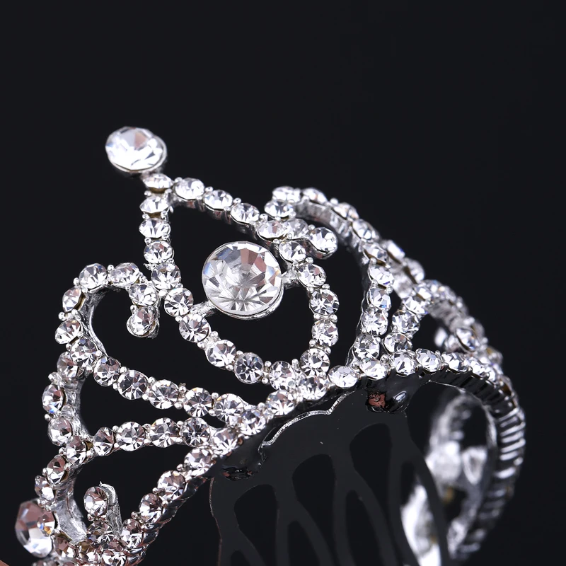 TDQUEEN диадемы и короны для маленьких девочек Полный Круглый Стразы Вечерние держатель для волос ювелирные изделия Модные свадебные гребень для волос аксессуары