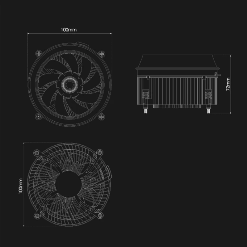 Shadow CPU RGB радиатор охлаждающий кулер 100 мм 4Pin светодиодный вентилятор Радиатор