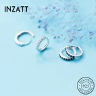 Женские круглые серьги-кольца INZATT, минималистичные серьги из настоящего серебра 925 пробы с геометрическим цирконием вечерние, 2019 изысканные ювелирные изделия аксессуары