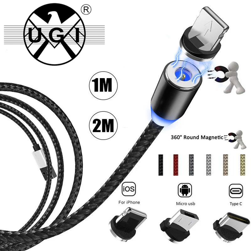 1M 2M 2.4A 3in1 USB C Type C/iOS/Micro Android Круглый Магнитный зарядный кабель для iPhone 5 6 7 8 X iPad Mini