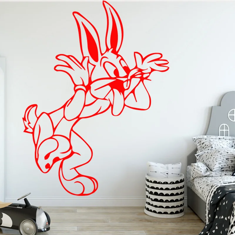 

Free Shipping Funny Rabbit Wall Sticker Kids room Wall Stickers Waterproof Vinyl Removable Art Stickers Home Decor Mural