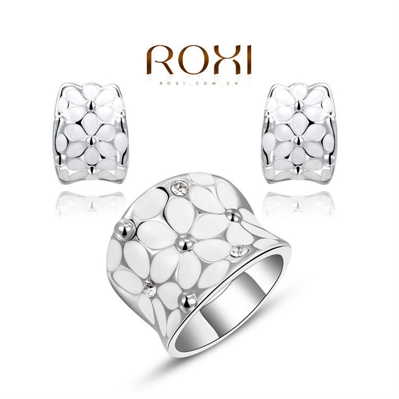 ROXI Женщины Кольца Любовь Кристалл Цветочный Дизайн Розовое Золото для Женщин