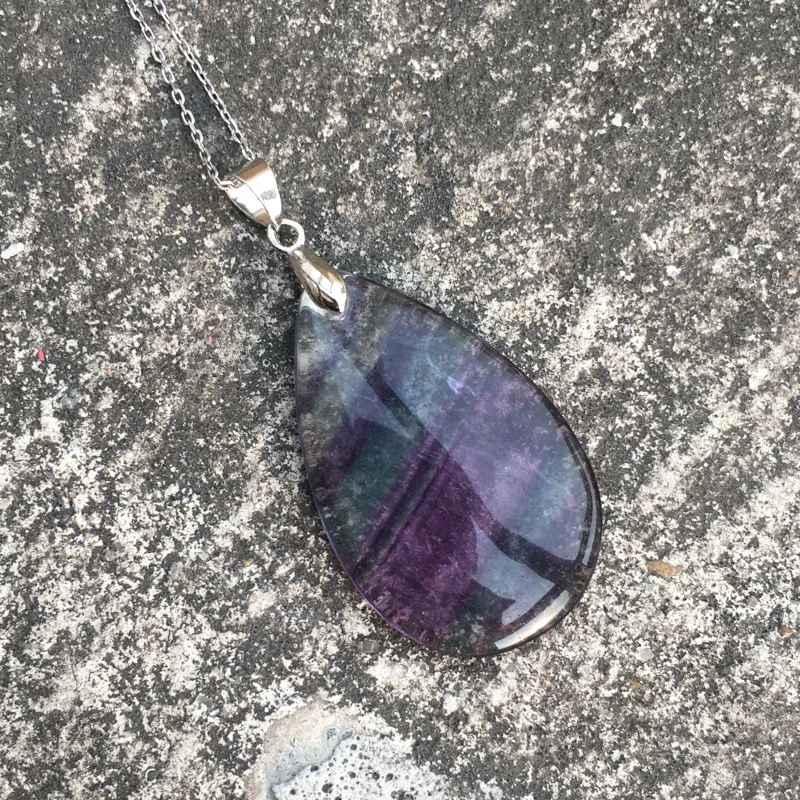 Женская флюоритовая подвеска CSJ серебряное ожерелье из натурального радужного