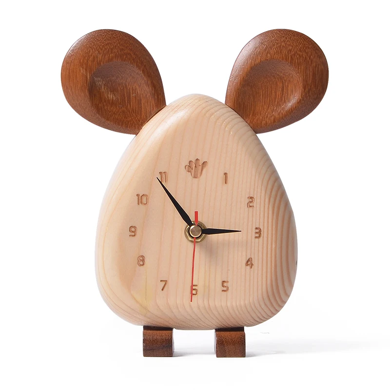 Креативные пасторальные маленькие свежие деревянные часы с длинными ушками мышь