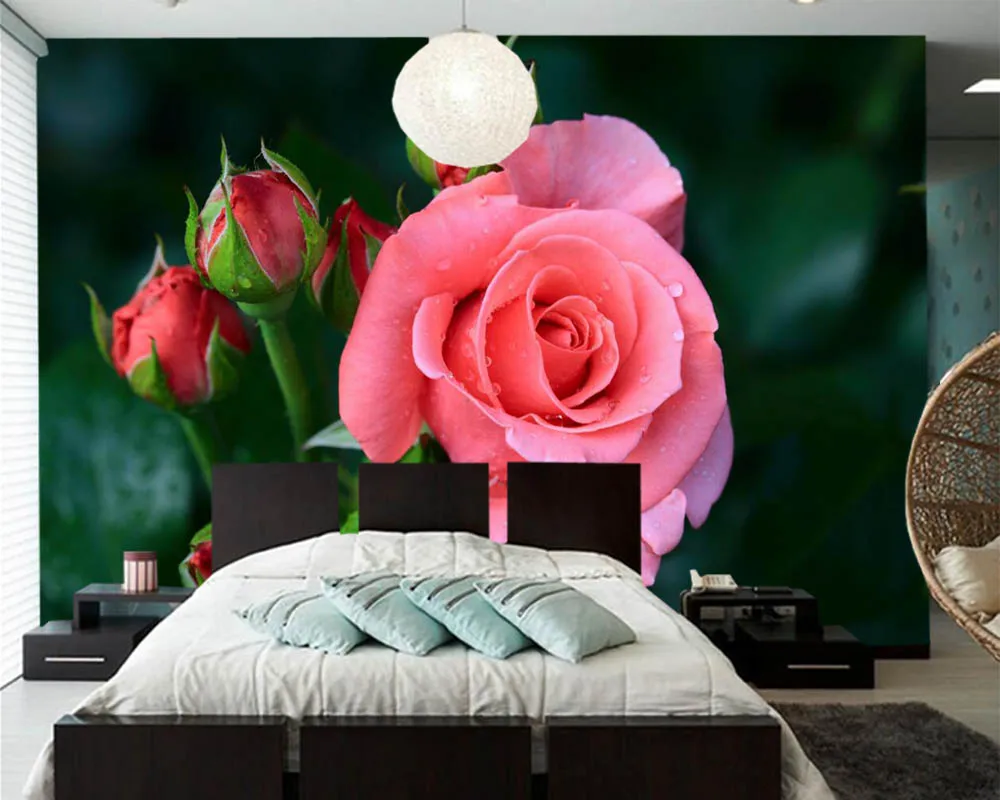 papel de parede Roses Pink color Flowers photo 3d wallpaper living room bar TV sofa wall bedroom kitchen papers home decor | Обустройство