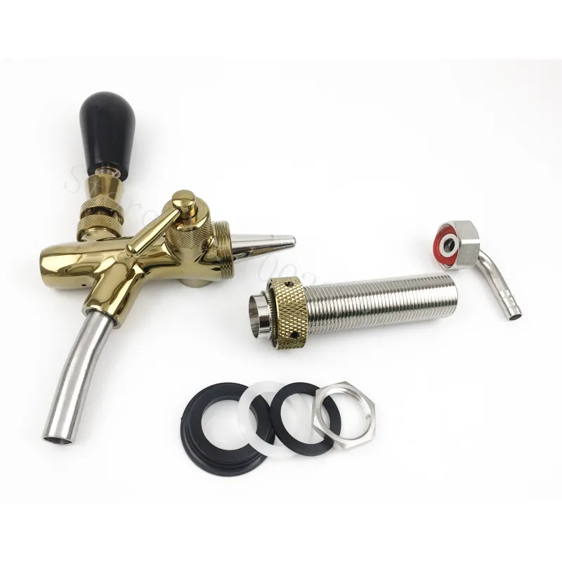 Кран для пива с золотым покрытием латунный длинным хвостовиком барной стойки