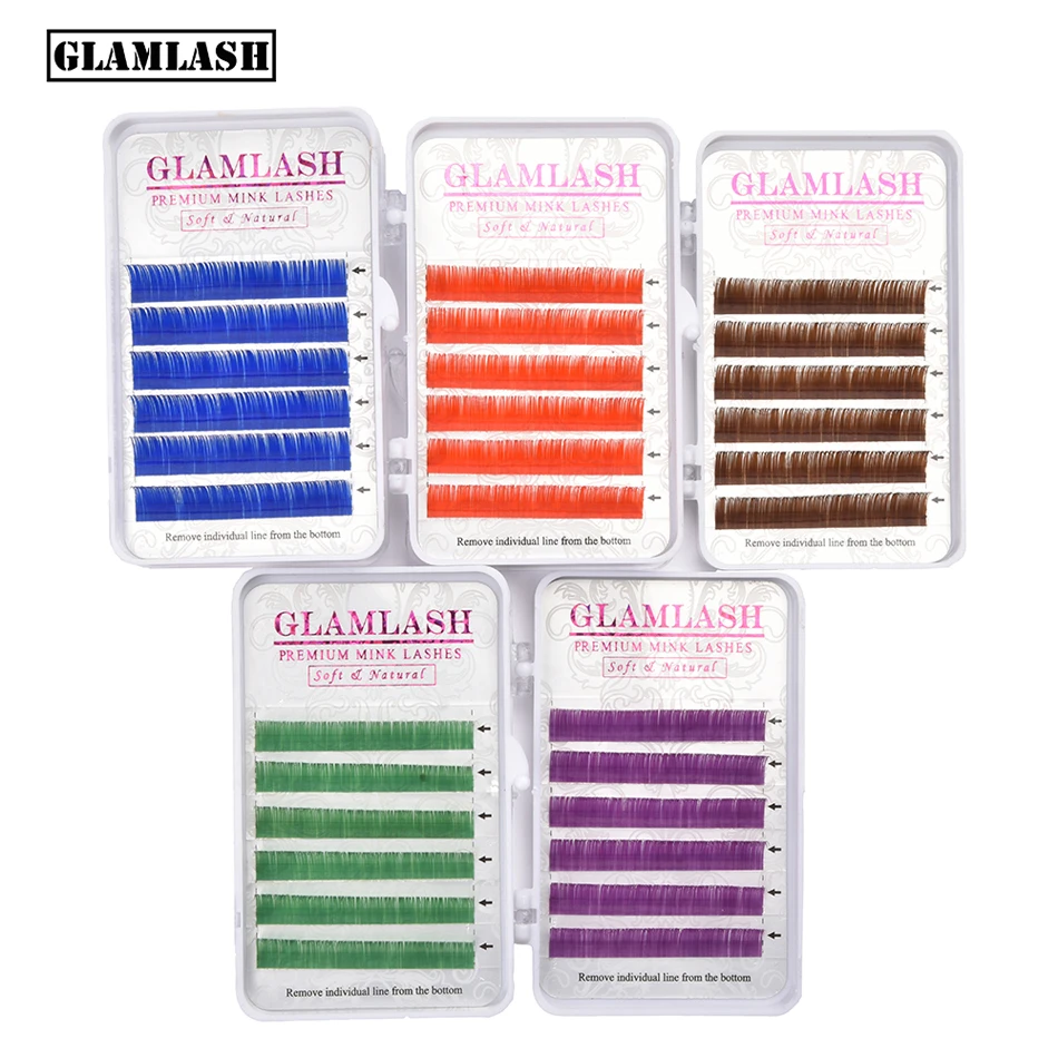 Ресницы для наращивания GLAMLASH 1 отдельные мягкие натуральные ресницы красного