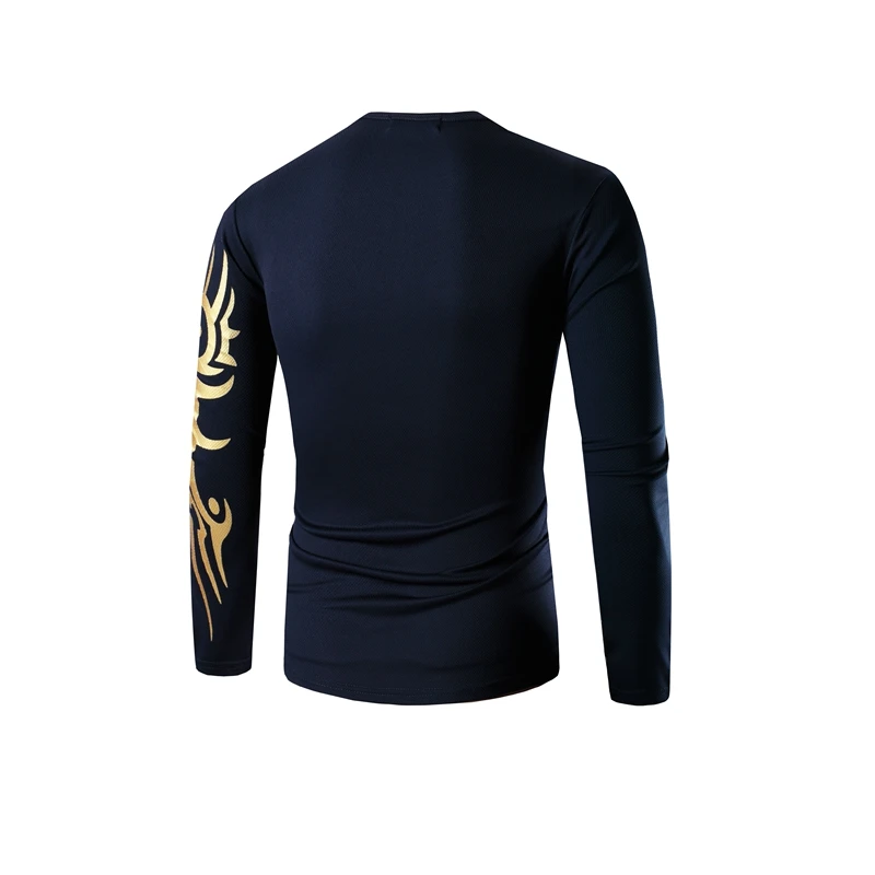 Мужская футболка с длинным рукавом круглым вырезом и принтом дракона|t-shirt brand