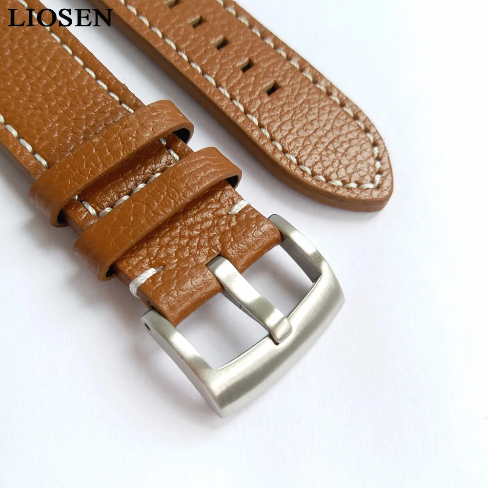 Фото Ремешок для часов LIOSEN, из натуральной кожи, для Apple Watch, винтажный стиль, Пряжка из нержавеющей стали, 38 мм, 42 мм, черный, коричневый, светильник №5