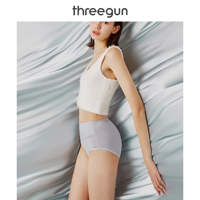 THREEGUN 2 шт. женские хлопковые трусики с высокой талией Длинные трусы Стрейчевые