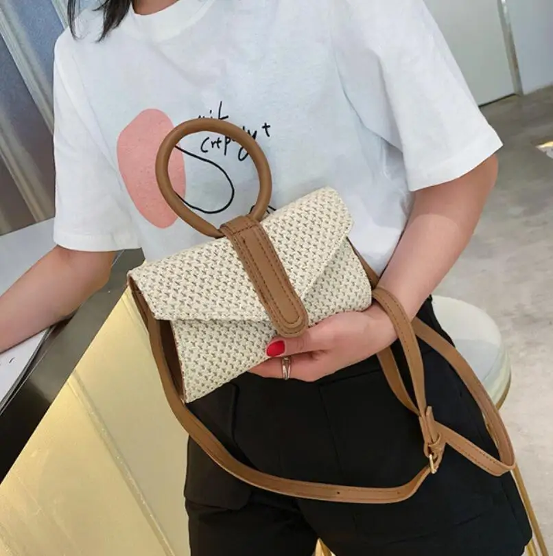 Новый плетеный из полиуретана маленькая квадратная сумка женская иностранная