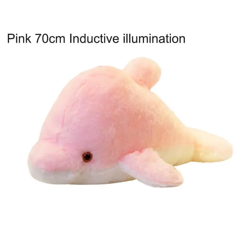 Pink 70cm Яркая плюшевая кукла дельфин, светящаяся плюшевая подушка с мигалкой, светодиодный подарок на день рождения - Цвет: Pink 70cm