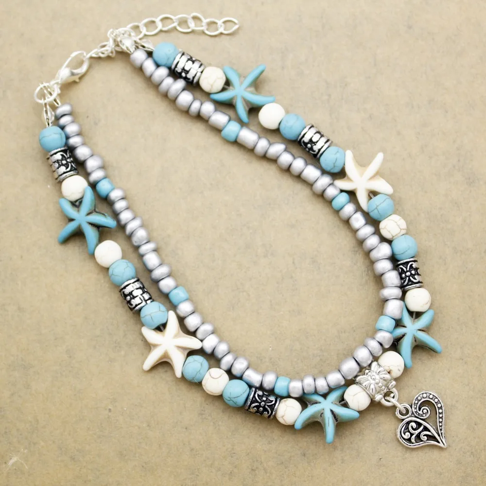 Винтажные пляжные сандалии с вихревым сердцем морским камнем звездой рыбой