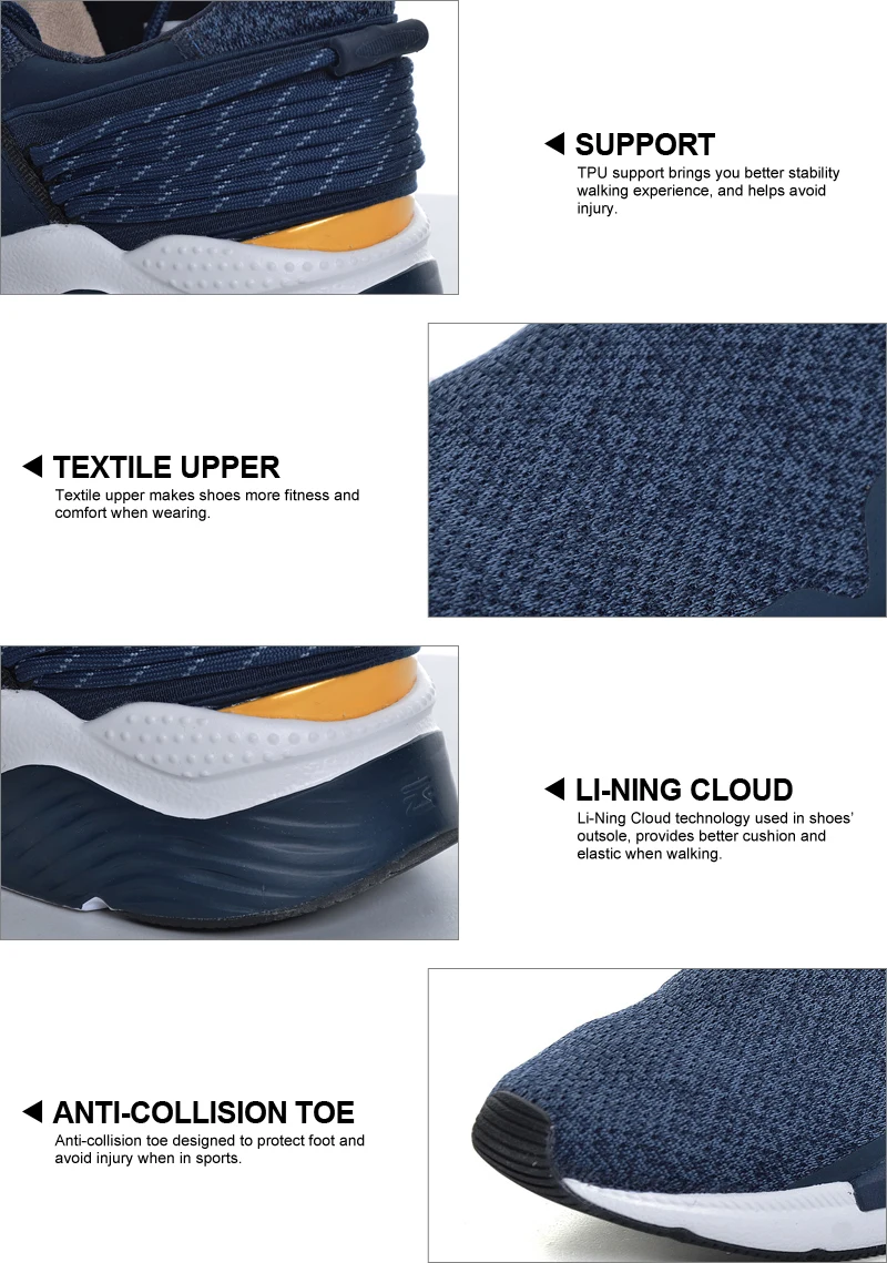 Li-Ning/Мужская Спортивная обувь для образа жизни; кроссовки для фитнеса Li-Ning Cloud; кроссовки с подкладкой из ТПУ; спортивная обувь; GLKM107 YXB112